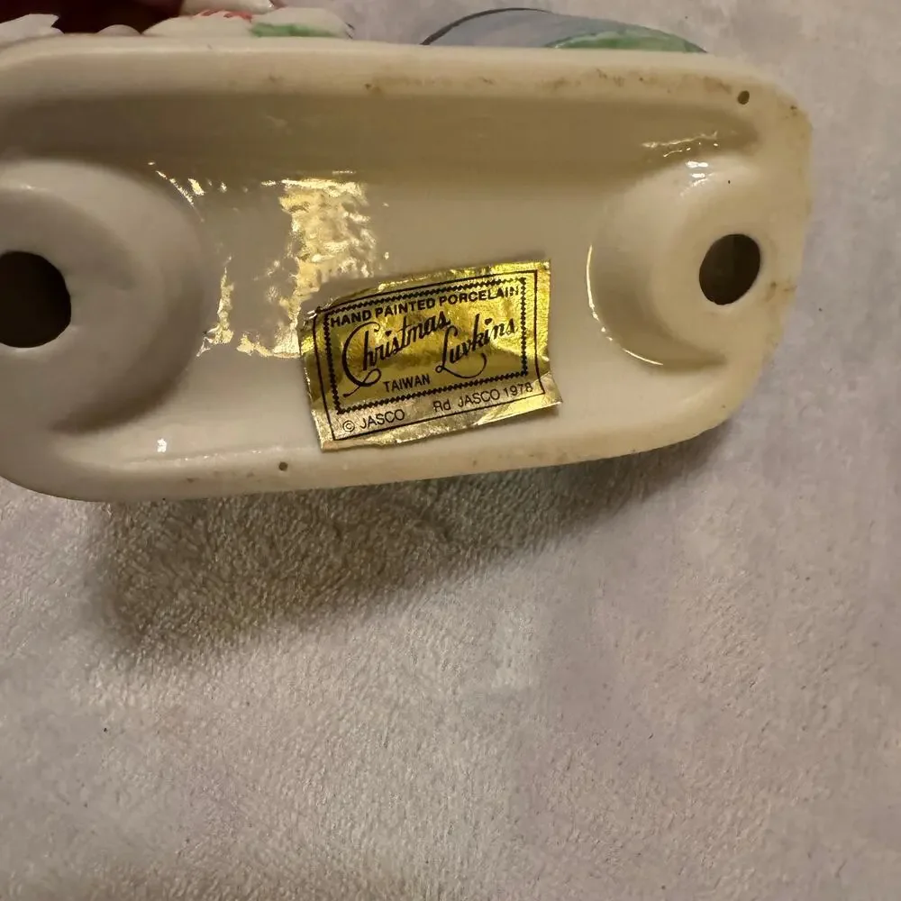 1978 JASCO Bedtime Bell & Christmas Luvkins candle holder porcelain Japan
